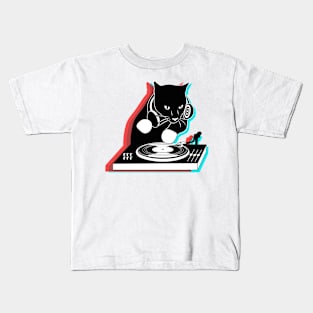 DJ Cat in 3D Colours Kids T-Shirt